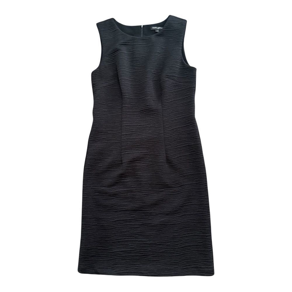 Mario Serrani Italy Black Textured Sheath Shift Midi Dress NWT Small